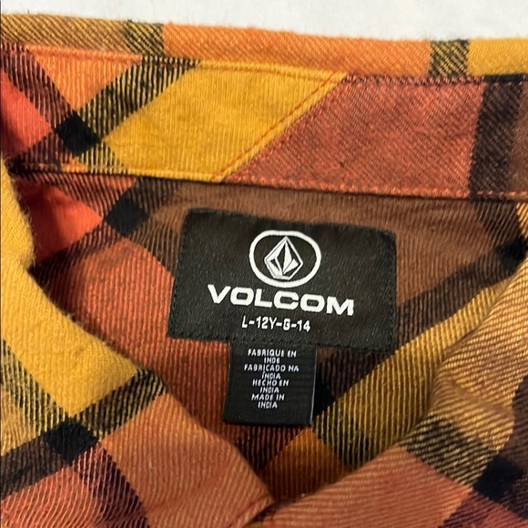 Volcom Kids Plaid Shirt - Orange, Yellow, Brown - Picture 4 of 11